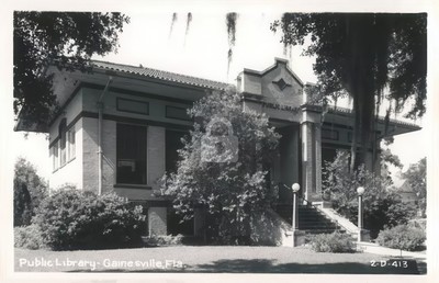 Gainesville Florida Public Library FL Alachua County RPPC Photo Postcard COPY