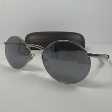Vintage Optek Round Sunglasses Silver Metal Frame Gray Lens Case Included
