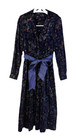 VTG 60s Velour Velvet Floral Birds Faux Wrap Dagger Collar Dress Dark Romantic
