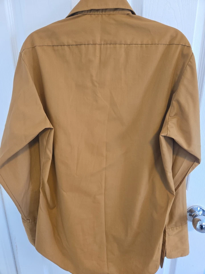 Camisa vintage años 70 Sears tienda hombre Japón 151/2-34 dorado marrón cónico PERMA-PREST Foto 3 de 4