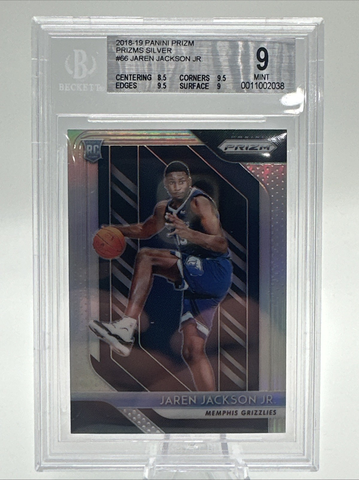 2018-19 Panini Prizm - Jaren Jackson Jr. #66 Silver Prizm (RC) Bgs 9.5