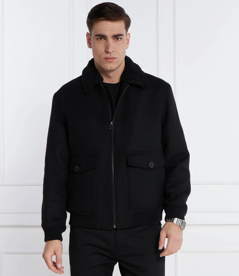 Men's HUGO BOSS BAVI Wool Jacket with Shearling Collar - XL image 7