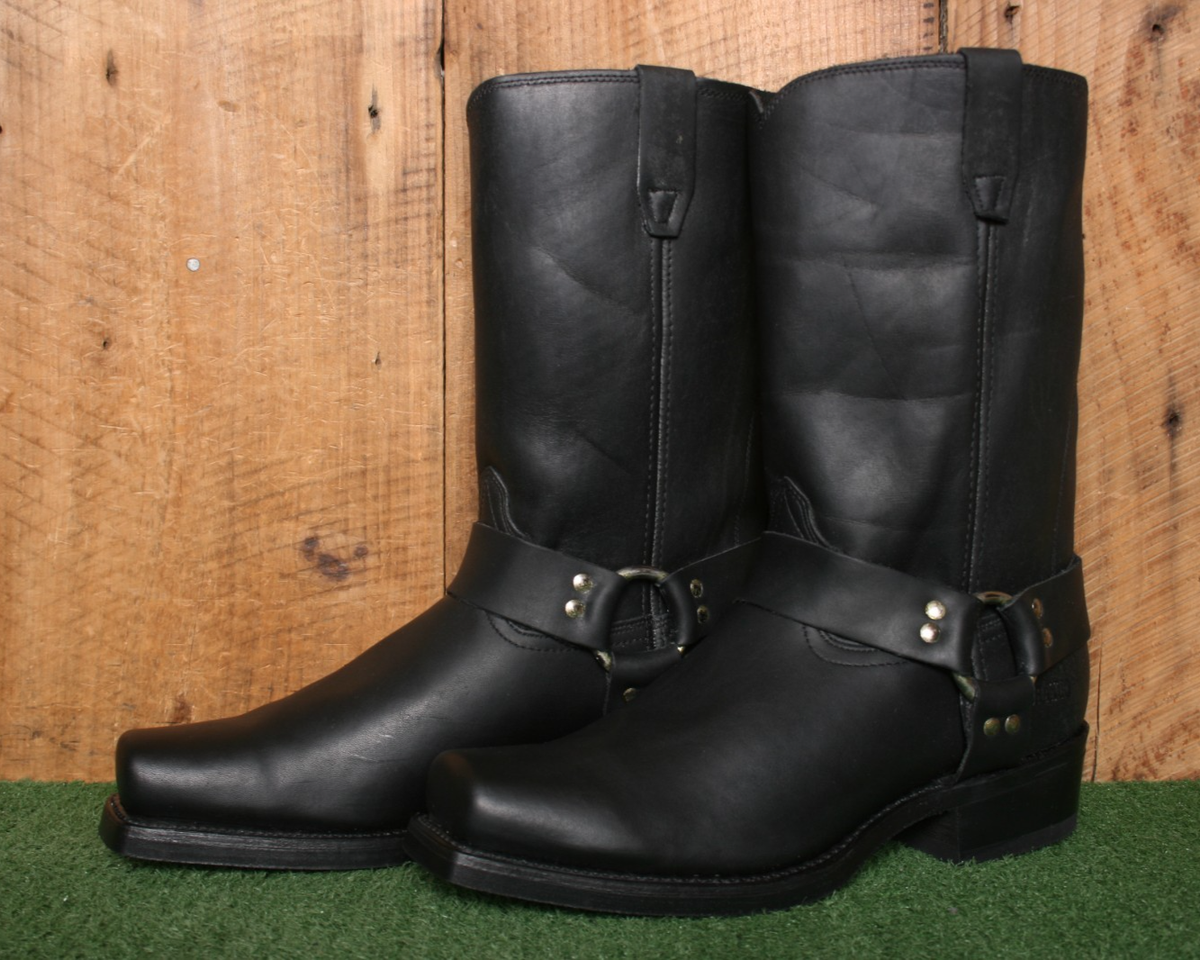 Vintage DURANGO DB510 Black Leather Harness Motorcycle Boots 12 EE