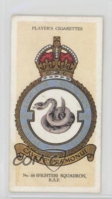 1939 Player's RAF Badges Tobacco Motto Back No 66 (Fighter) Squadron #38 1i3