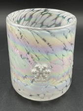 Anthropologie Festive Icon Juice Glass Luster Snowflake 17 Oz New