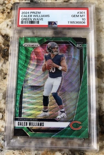2024 Panini Prizm Caleb Williams #301 Green Wave Chicago Bears RC PSA 10