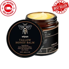 Organic Grass-Fed Beef Tallow Balm with Raw Honey - Unscented Skin Moisturizer