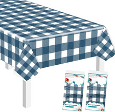 2 Pack Blue and White Checkered Tablecloth 54 x 108 Blue Gingham Table Cloth Pre