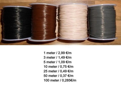 Lederriemen Lederband Lederschnur Lederrundschnur 0,8mm / 1mm aus Rindsleder NEU