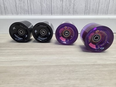 Longboard Cruiser Wheels Lot of 4 Street Surfing 70mm 83A Ascot Drifting Black 