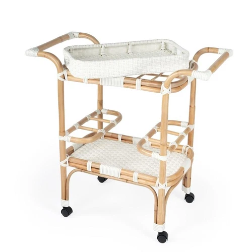 Butler Specialty Company Selena White Rattan Bar Cart - Picture 3 of 7