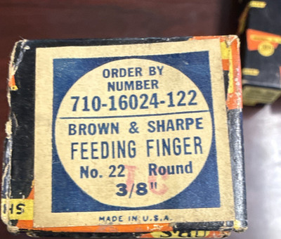 Brown & Sharpe Feeding Finger No. 22 Round 3/8 in, MPN 710-16024-122
