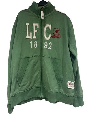 Liverpool Football Club grünes Sweatshirt mit durchgehendem Reißverschluss Größe XL Vintage Herren