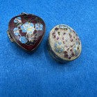 Vintage Cloisonne Heart Trinket Box Locket Pendant & Hinged Box