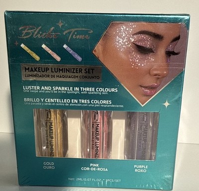 Blithe Time Makeup Luminizer 3 Color Set Luster and Sparkle New Gold Pink Purple