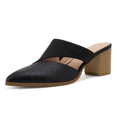 Syktkmx Women's Cutout Backless Mules Slip On Closed Toe Chunky Stacked Heele...