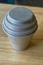 Vintage Marathon Gas Oil Dealer Advertising Giveaway Aluminum Cup Shaker Lid 50s