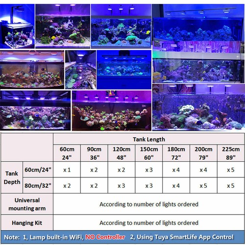 PopBloom LED Aquarium Reef Lights 60 inch Saltwater Fish Tank Reef Coral SPS LPS - Picture 11 of 12