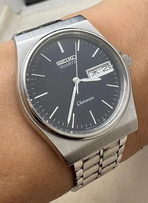 Seiko Chronos Quartz 8123-7090 Herrenuhr 35mm aus Japan