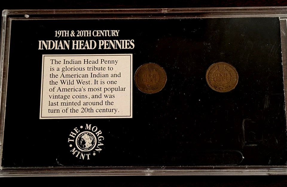 19th & 20th Century Indian Head Pennies In Case 1897 & 1908 Philadelphia Mint US - Image 2 of 2