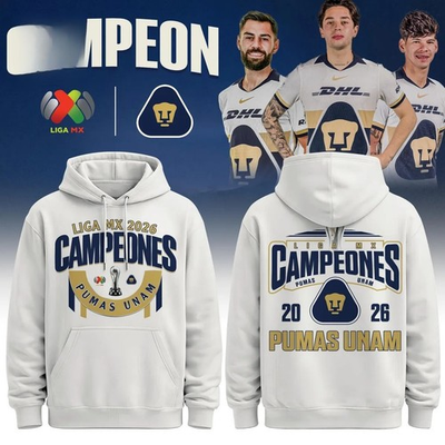 #ad UNAM Pumas Liga MX 2026 Champions Commemorative Graphic Pullover Hoodie $54.95