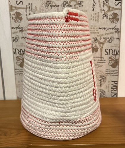 Christmas JOY Rope Basket – White & Red Woven Storage Snowflake Holiday Decor - Picture 4 of 12