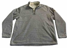 Orvis Mens 2XL Gray Long Sleeve 1/4 Zip Fleece Sweater Sherpa Lined Camping