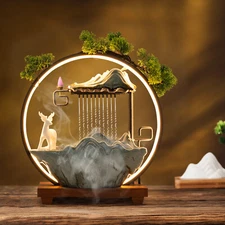 Tabletop Water Fountain Indoor Waterfall with LED Light Mist Desk Fountain 110V