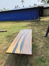 Custom Made Black Epoxy Resin Dining Table, Kitchen Slab Table Home Decors Tops