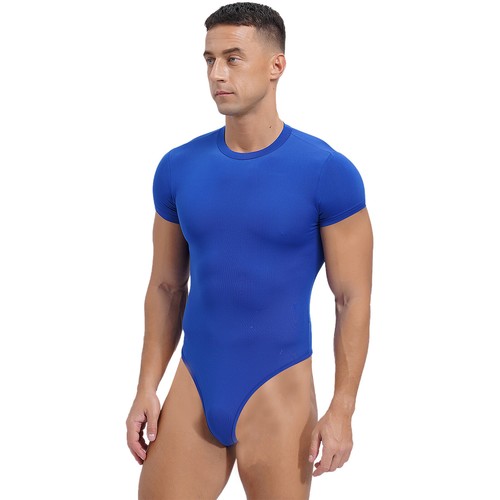 Mens Athletic Bodysuit Buttoned Crotch Short Sleeve Jumpsuit Bodybuilding Yoga - Picture 48 of 110