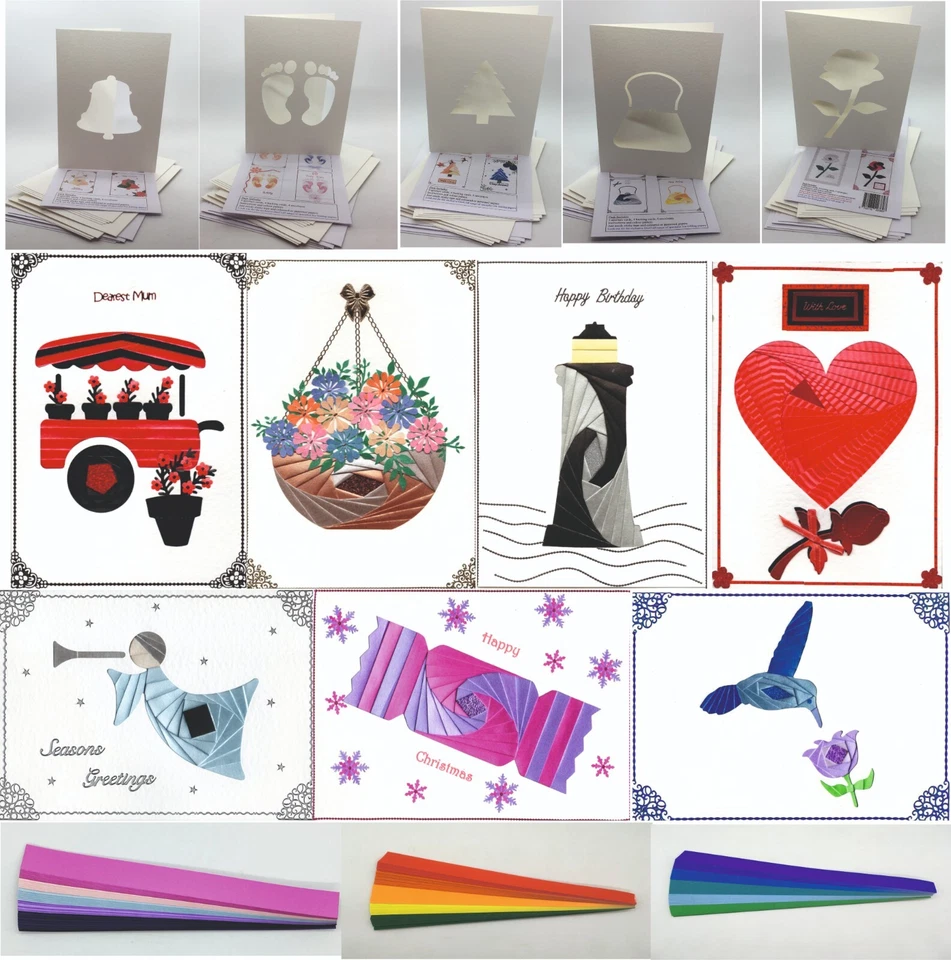 Iris Folding Card Packs and Paper strips DeeCraft pattern envelopes papers cards