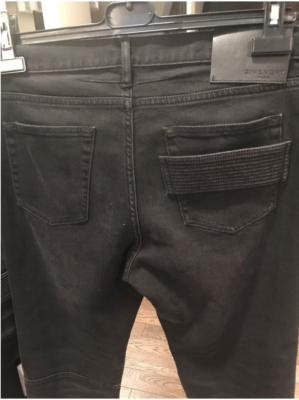 Givenchy Distressed Denim Biker Skinny Jeans, Black Zipper Size 34