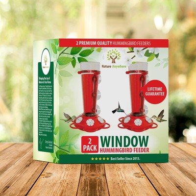 Window Hummingbird Feeders for Outdoors Including 3 Colors of Interchangeable...