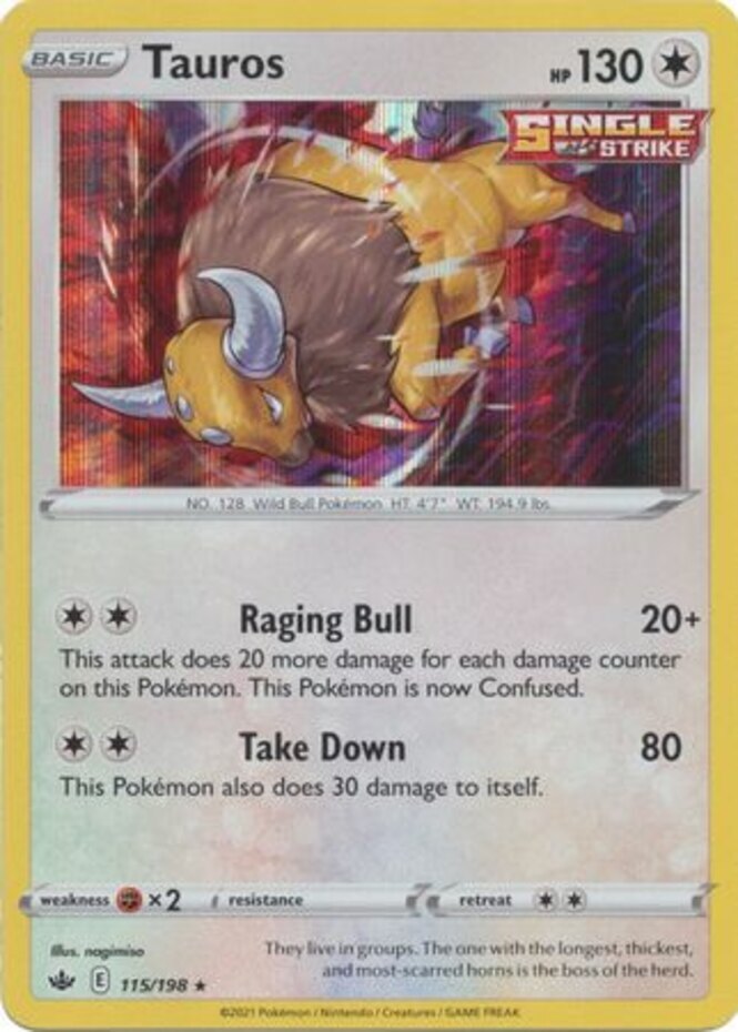 LP Pokemon Tauros - 115/198 - Holo Rare Lightly Played Chilling Reign