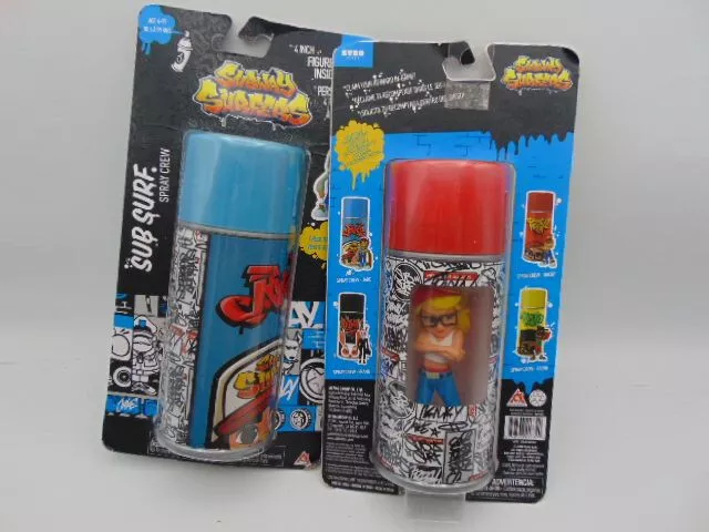 2 New Subway Surfers Spray Crew 4 Figures - Jake & Tricky Cans