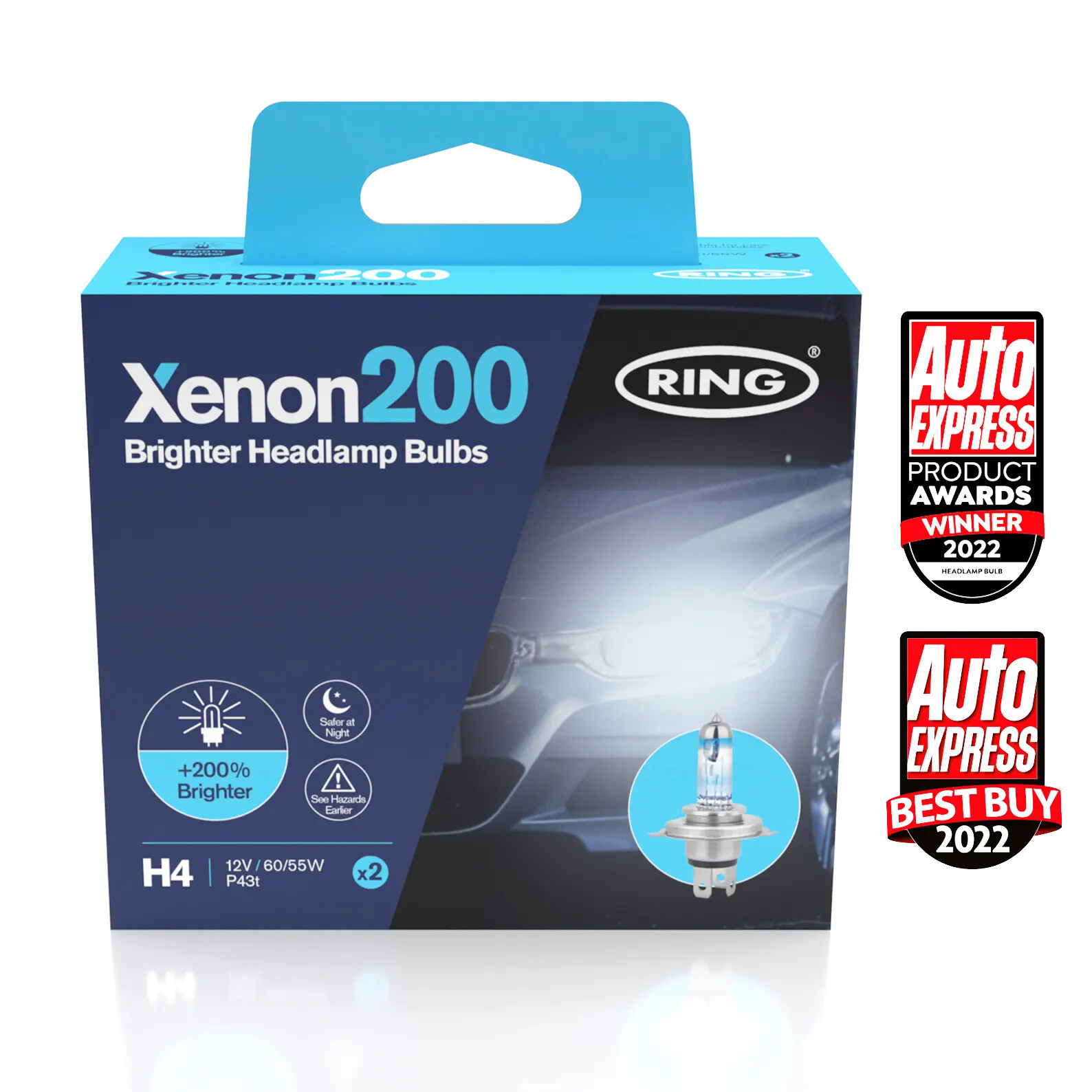 Genuine Ring RX2072 H4 Xenon 200% Brighter Performance Halogen Bulbs 12v