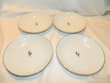 4 HAND -PAINTED FUKAGAWA ARITA SILVER WHEAT 928 SOUP BOWLS JAPAN