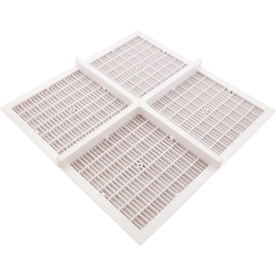 Drain Grate, 4-12'' Sq, w/ 24'' Sq Frame, Anit Entrap, White