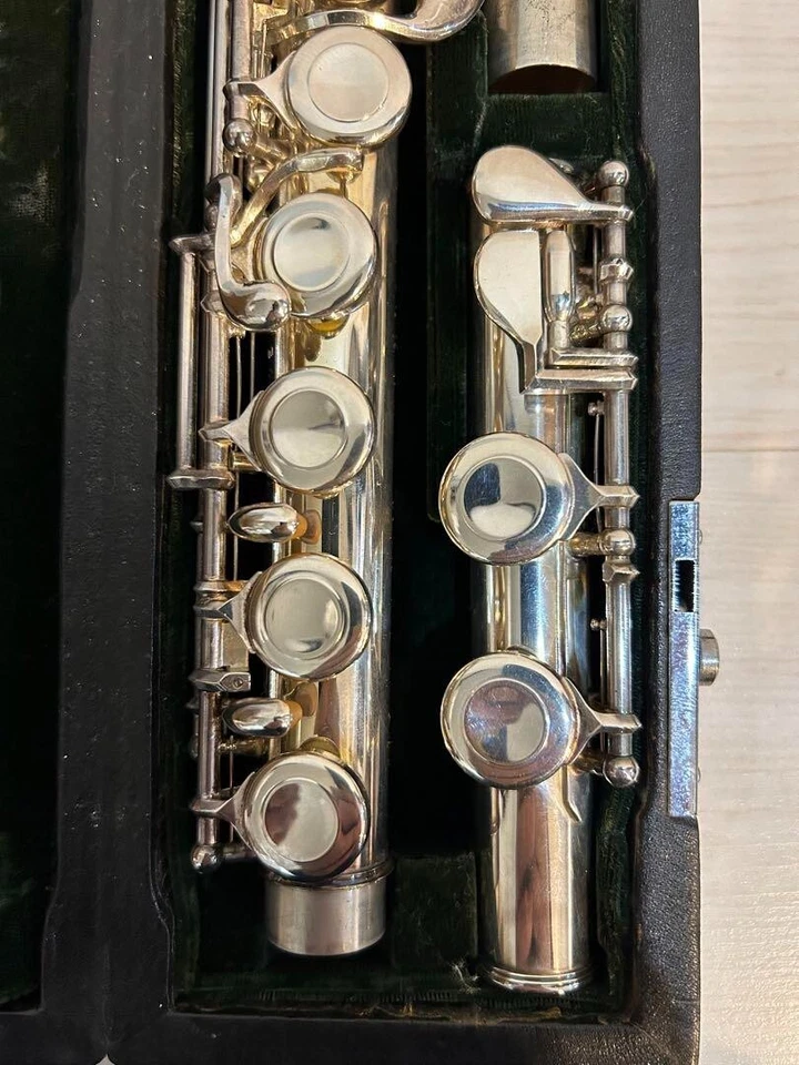 Flauta Pearl PF-661 plata maciza cabeza junta probada con estuche Foto 2 de 4