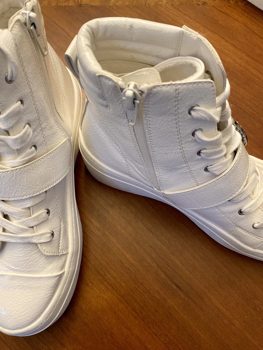GIANNI BINI Kophie Patent Crinkle Rhinestone Buckle High Top