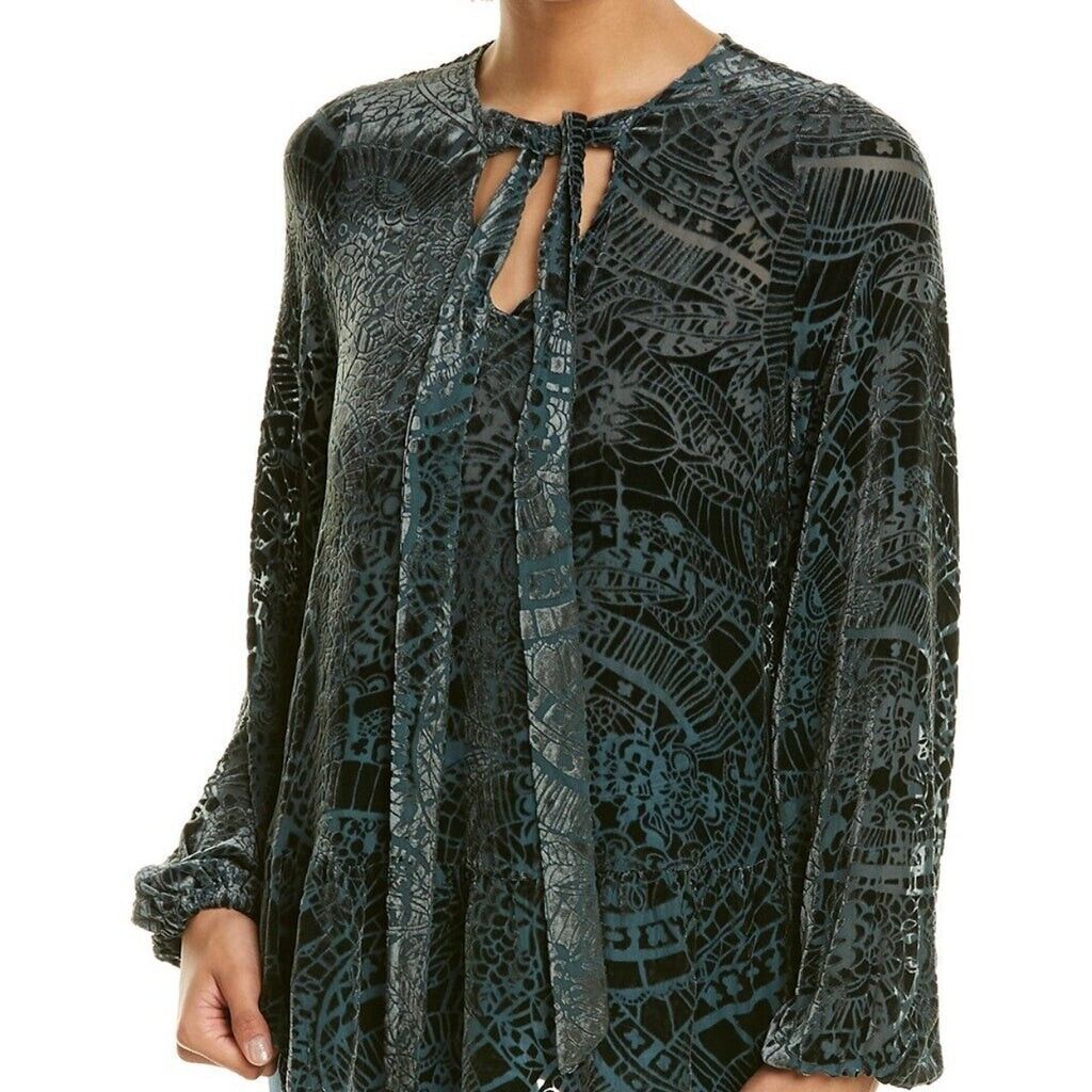 Johnny Was Jade Algol Velvet Detail Long Sleeve Blouse Nwt Johnny Was Jade Algol Velvet Detail Long Sleeve Blouse Nwt