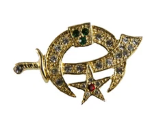 6030727 Shrine Scimitar and Crescent Star Lapel Pin Stunning Rhinestones Shriner