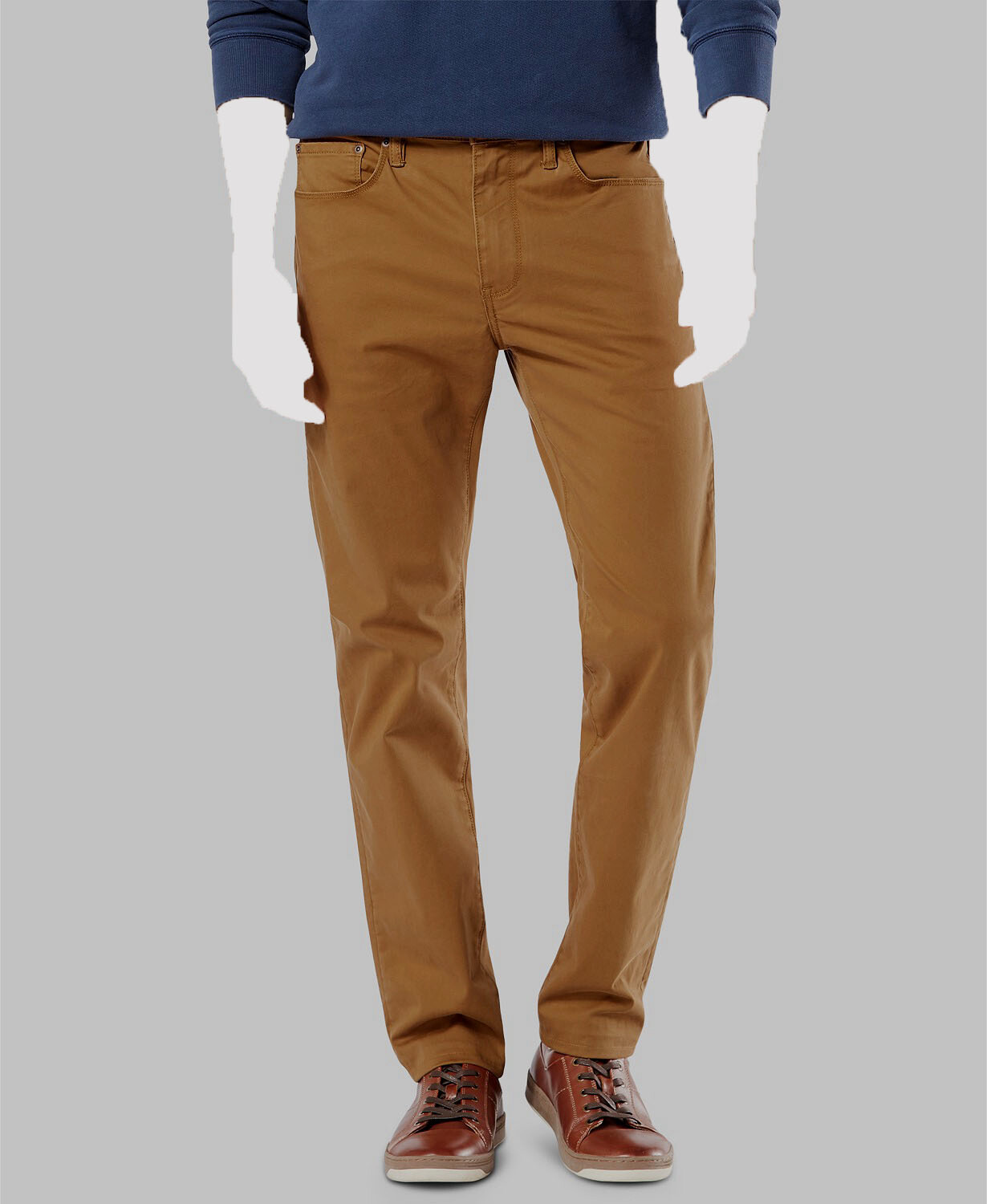 Dockers Men's Slim Fit Brown Flat Front Straight Leg Jean Cu