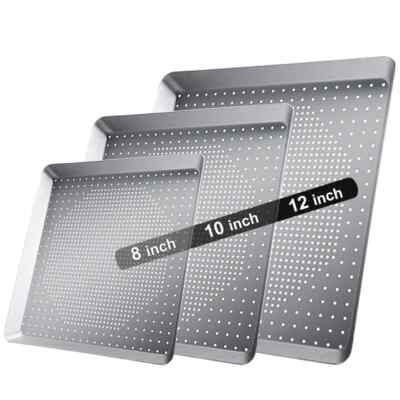 Nonstick Square Pizza Crisp Pan with Holes Perforated Pizza Oven Tray Bakeware