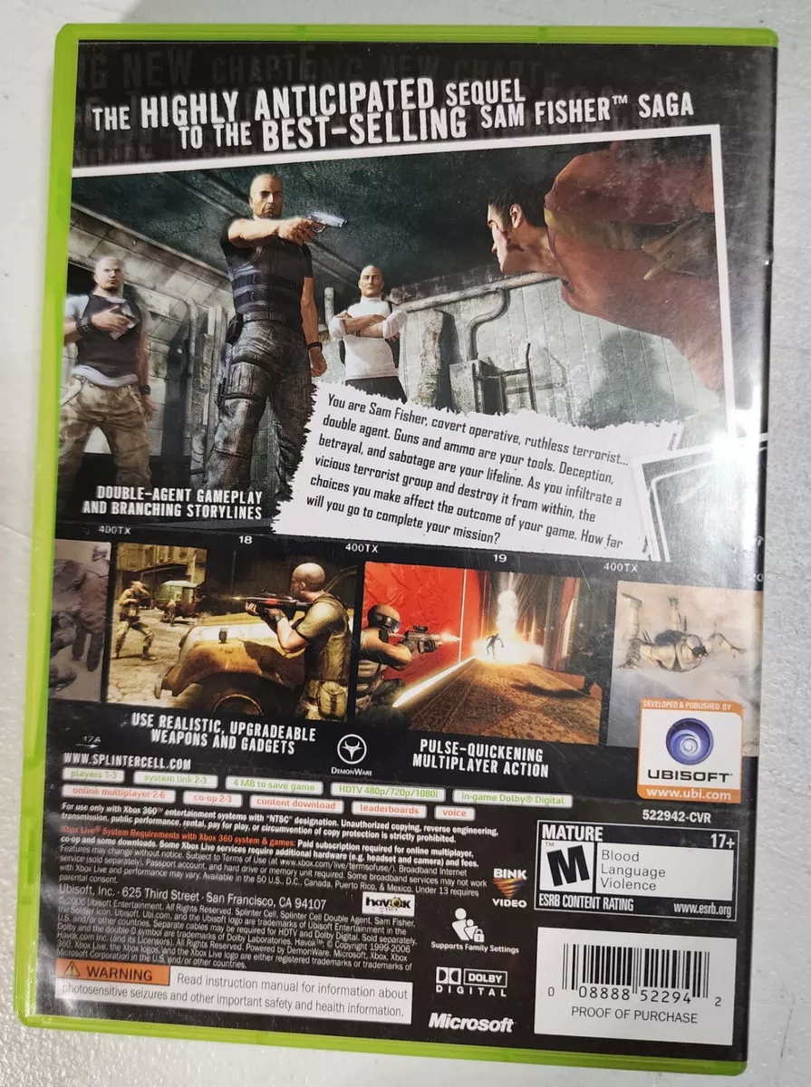 Tom Clancy's Splinter Cell:Double Agent BOX 360 USED Tested Work-no manual  8888522942