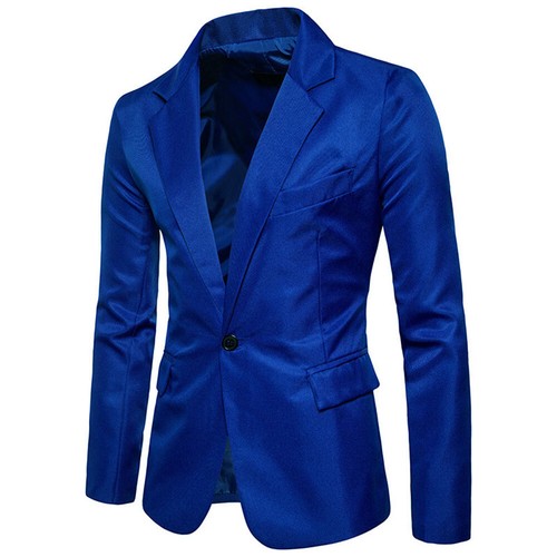 Mens Formal Suit Blazer Jacket Coat Dress Business Work One Button Casual Tops - Picture 7 of 29