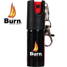 BURN Pepper Spray for Self Defense Max Strength 1/2oz Keyring Clip