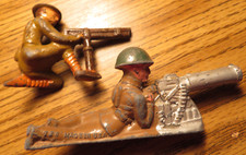 Pair VINTAGE 1930S TOY SOLDIER Barclay Machine Gunners Soldiers