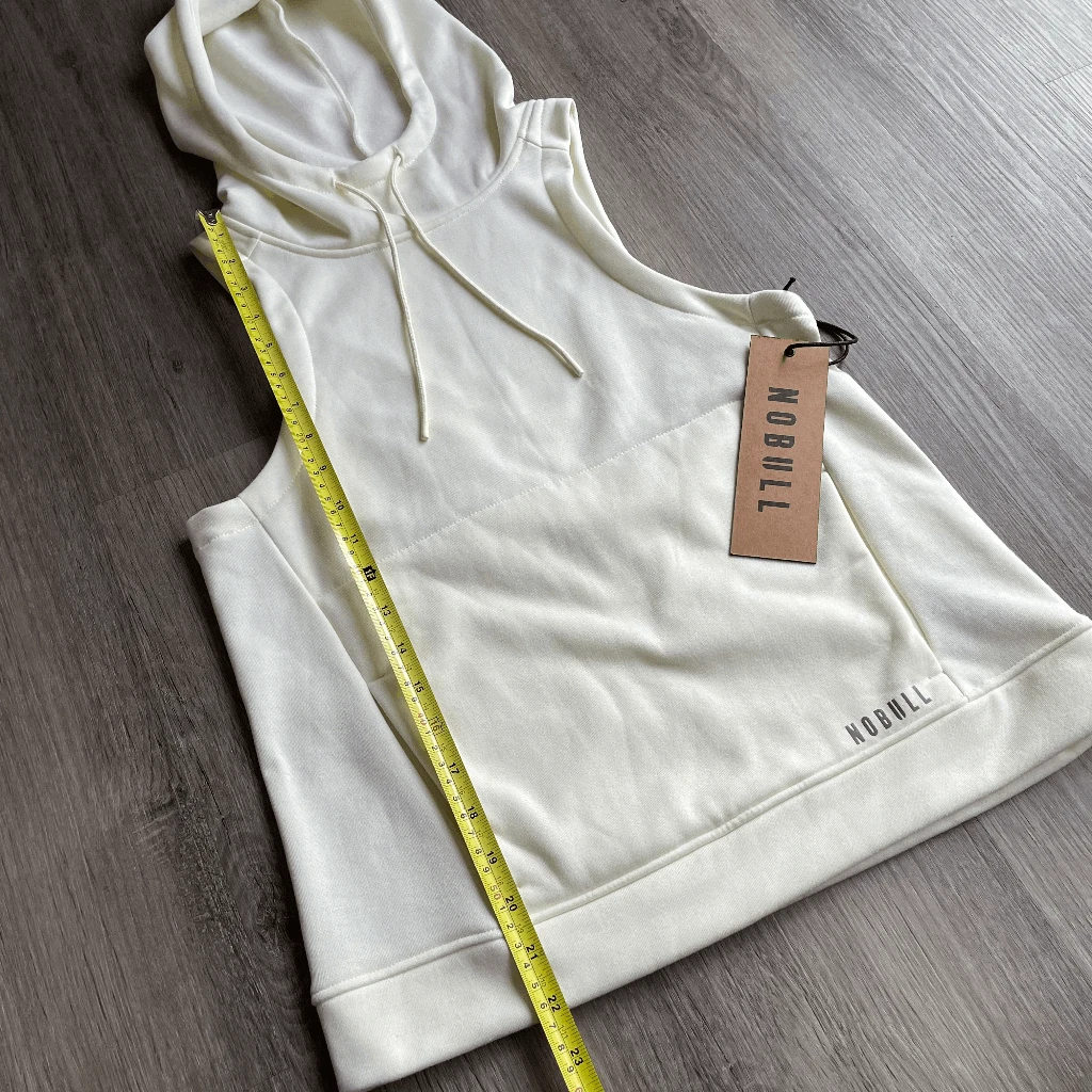 OFF WHITE Felpa con cappuccio senza maniche Nobull nuova con etichette in bianco sporco XS