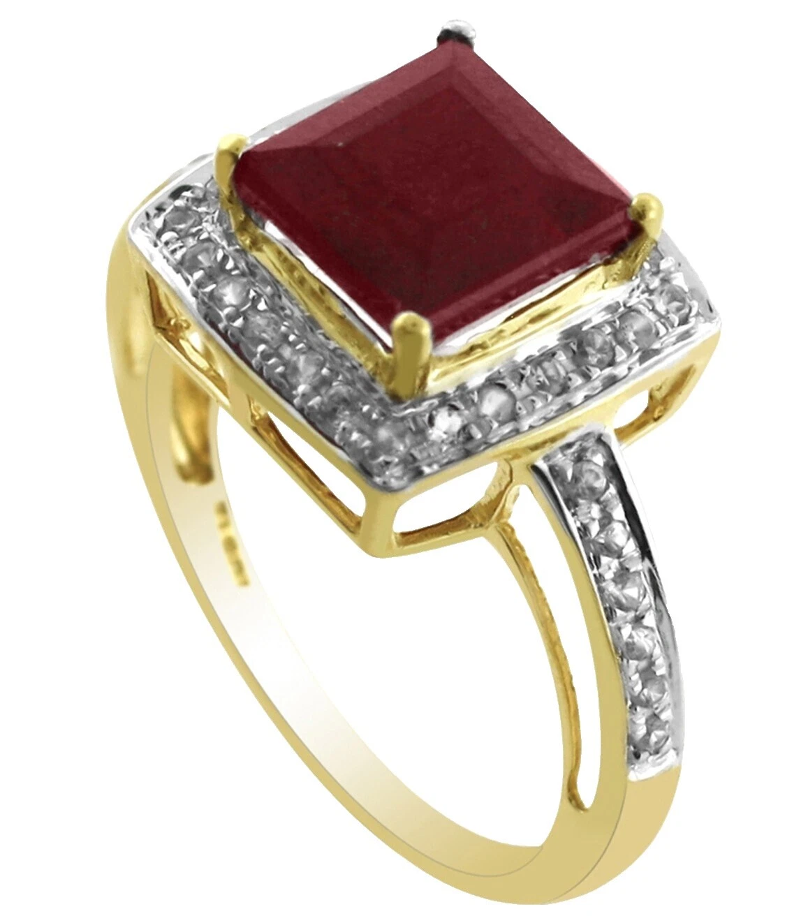 Cóctel chapado en Oro Amarillo Rubí Anillos de Moda